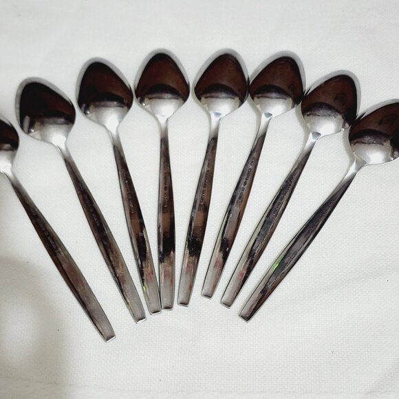 8 Stanley Roberts Rogers Stainless La Spana Soup Spoons 7" floral MCM flatware - Picture 6 of 13